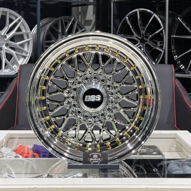 16 İNÇ 4X100 9/10 OFSET BBS RS2 VACCUM CHROME GOLD RİVET JANT MODELİ (4ADET)